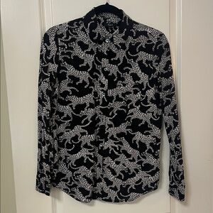 Rails Black and White Animal Print Button Down Shirt